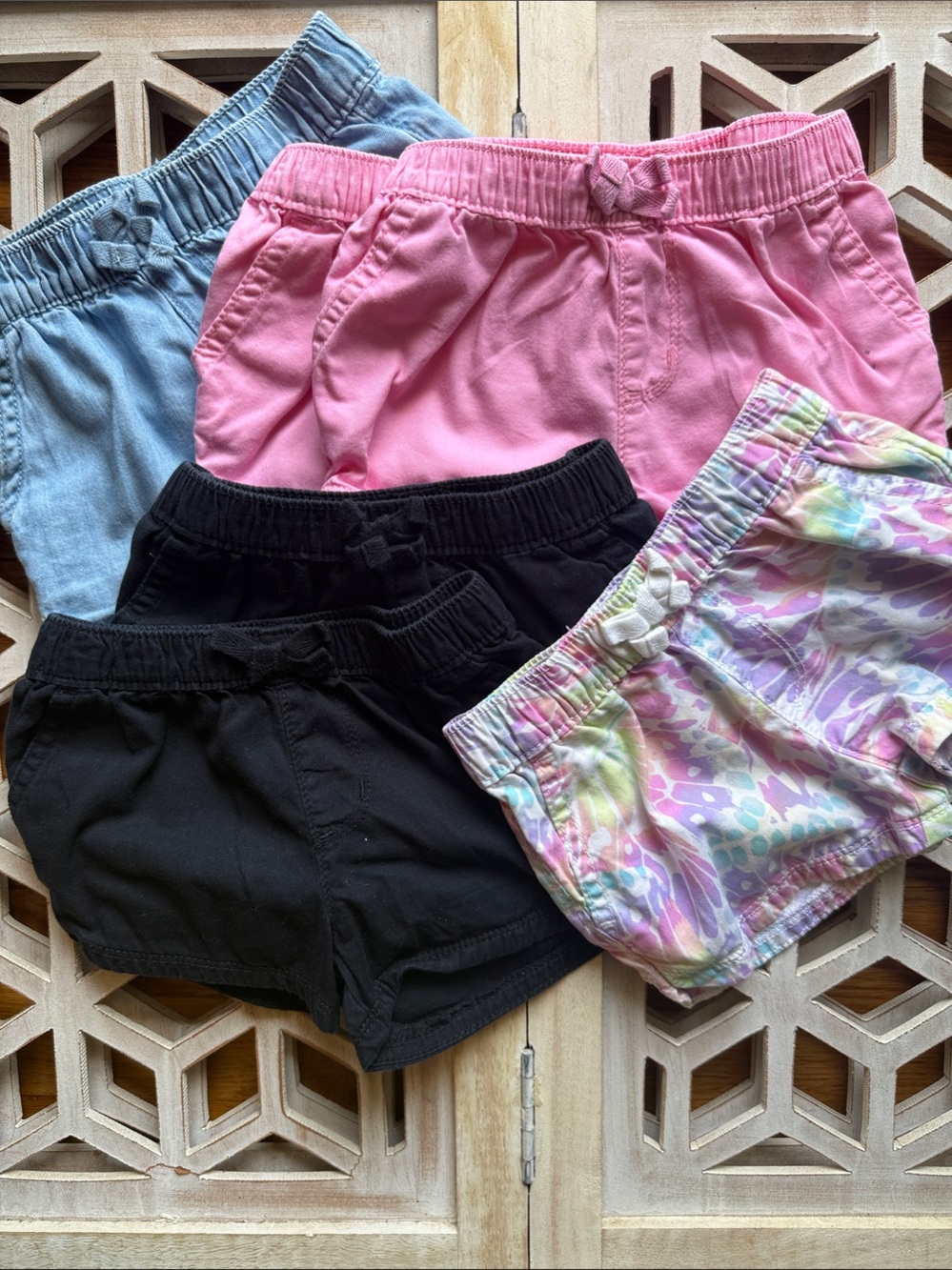 The Children's Place Girls Shorts 6-Piece Bundle in Pink, Black, Denim, & Multi